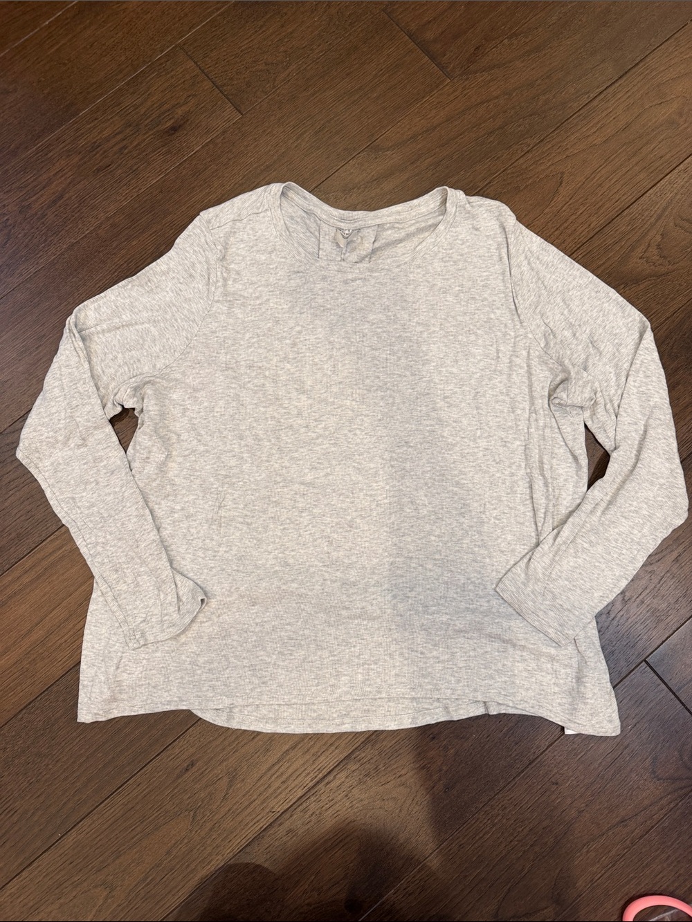 Athleta Light Heather Gray Long Sleeve Ribbed Top Size Large - C30-133